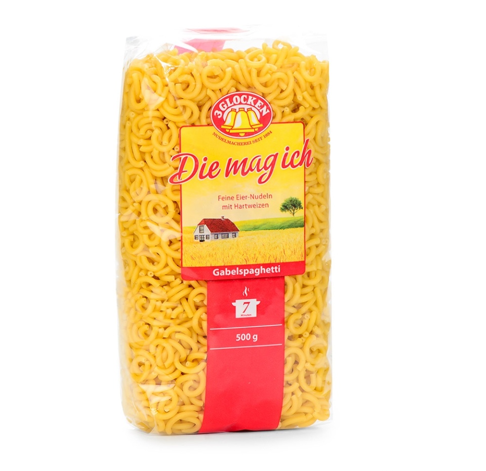 

Макаронные изделия Gabelspaghetti 3 Glocken Die Mag Ich Feine Eier-Nudeln 500 г