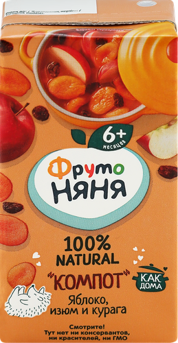 

Компот ФрутоНяня Яблоко, изюм и курага неосветленный с 6 месяцев 200 мл