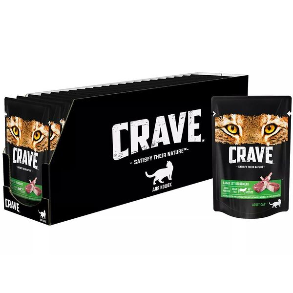 Корм для кошек CRAVE Ягненок пауч 70г (упаковка - 30 шт)
