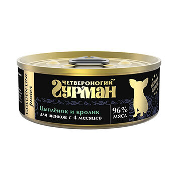 Четвероногий Гурман Golden line цыпленок и кролик для щенков