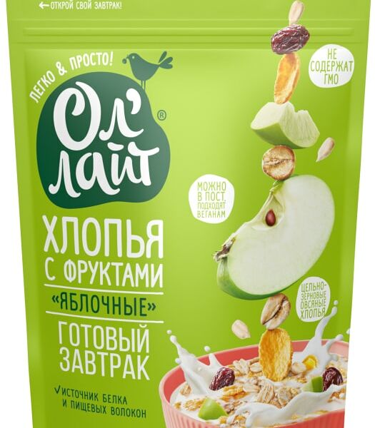 Хлопья Ол Лайт с фруктами Яблочные 300г
