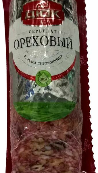 Сервелат ДЮК Ореховый из мяса птицы сырокопченый 300г