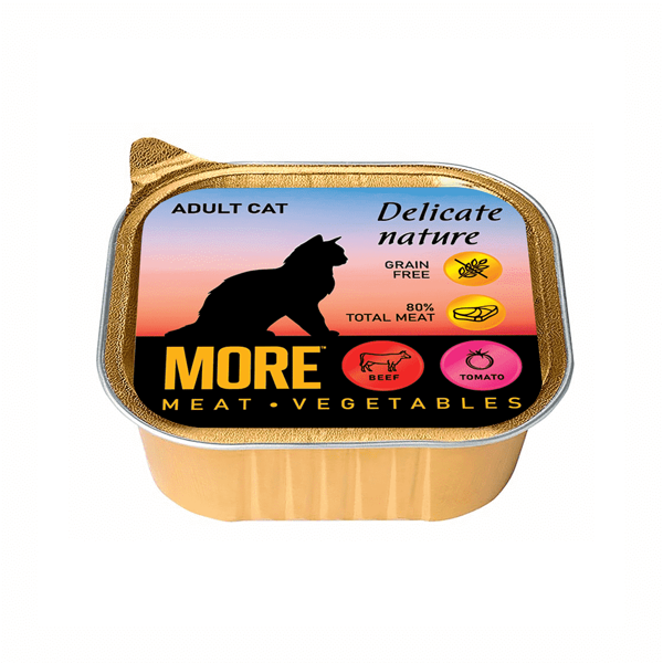 Корм для кошек MORE Delicate Nature паштет с говядиной и томатами ламист. 100г (упаковка - 16 шт)