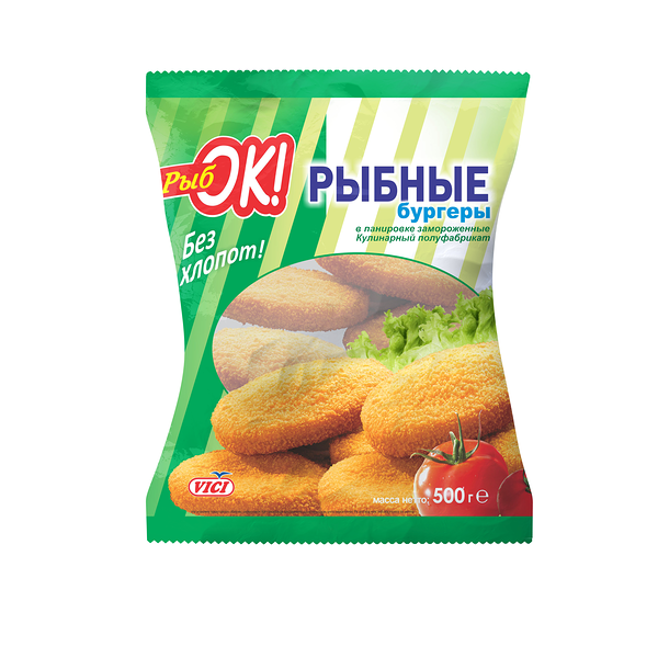 П/ф рыбный Бургеры РыбОК из фарша минтая 500г Vici