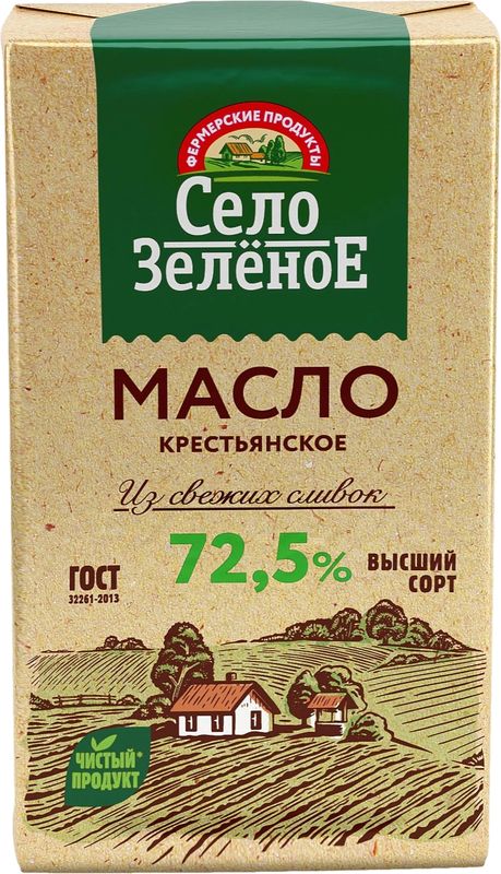 

Масло сливочное Село Зелёное Крестьянское 72.5%, 175 г