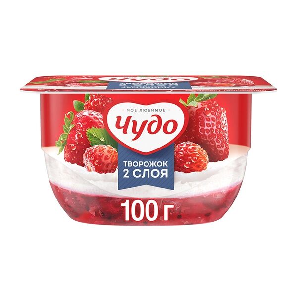 Десерт творожный воздушный Чудо Творожок Клубника-земляника 4%