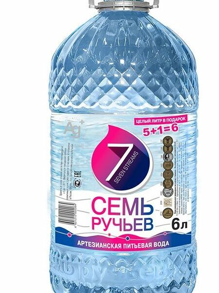 Вода Семь ручьев Окуловская минеральная негазированная 6л
