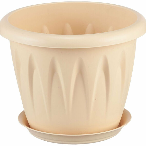 Кашпо IDEA Алиция d12 cм полипропиленовое белое с поддоном