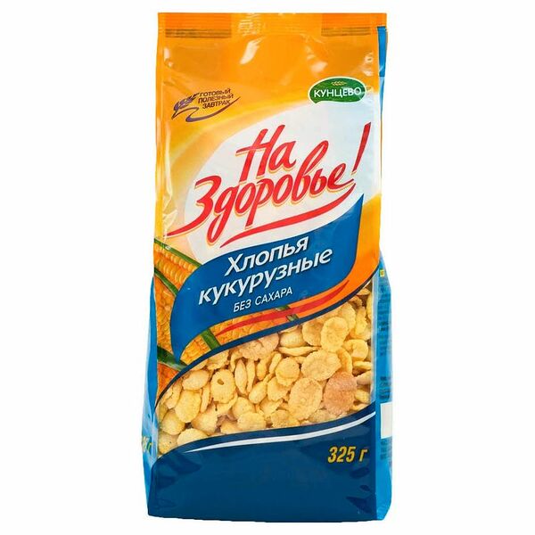 Хлопья кукурузные На Здоровье без сахара 325 г