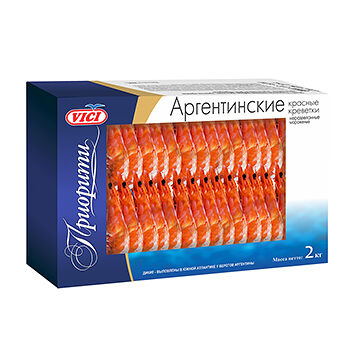 Креветки Аргентинские красные с/м в панцире, c головой, калибр 20-30 в кг, 2кг, Аргентина