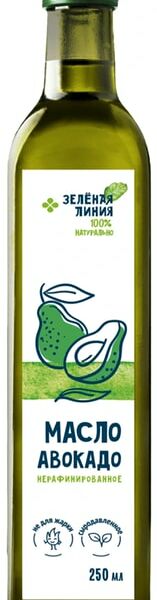 Масло авокадо Зеленая линия нерафинированное 250мл
