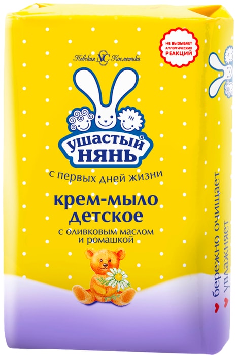 

Крем-мыло детское Ушастый нянь с оливковым маслом и экстрактом ромашки 90 г