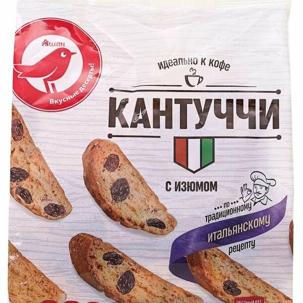 Сухари Ашан Красная птица Кантучи с изюмом