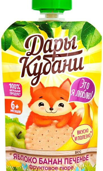 Пюре Дары Кубани Яблоко Банан Печенье 90г