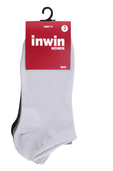 Носки женские INWIN р.38-40, цвет белый, серый меланж, черный, 3 пары