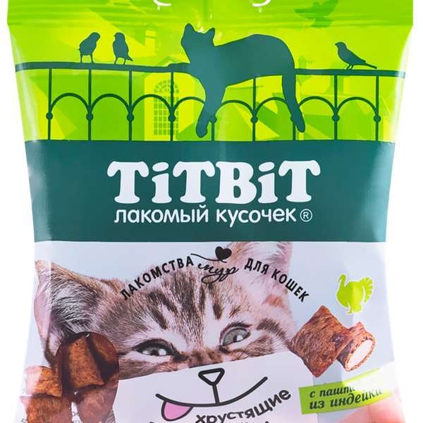 Лакомство для кошек TITBIT Хрустящие подушечки с паштетом из индейки