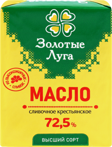 

Масло сливочное Золотые луга крестьянское 72.5% 180 г