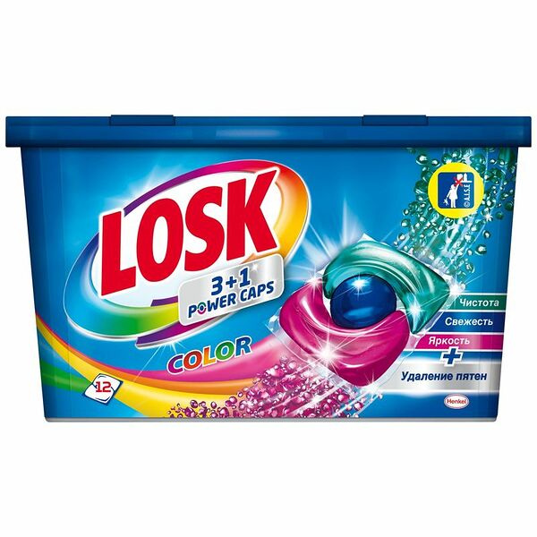 Капсулы для стирки Losk Power Caps Color концентрированные, 12шт