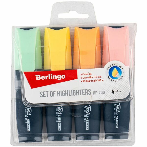 Набор текстовыделителей Textline HP200 4 цвета ТМ Berlingo (Берлинго)