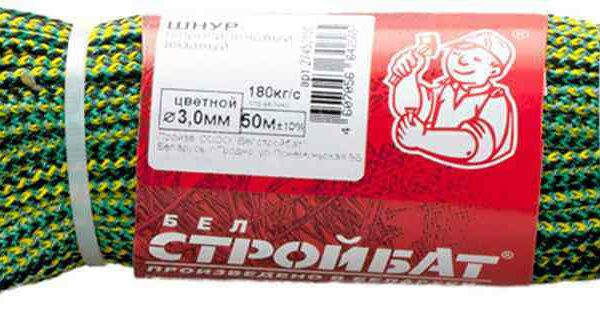 Шнур полипропиленовый вязаный  Стройбат цветной 3 мм, 50 м