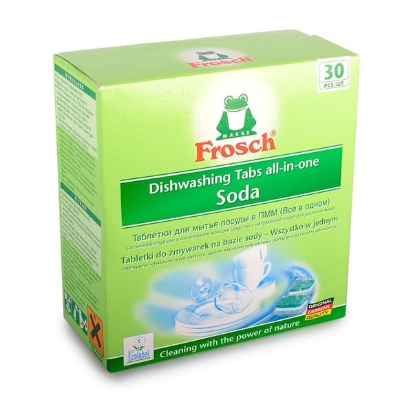 Таблетки для мытья посуды в ПММ Frosch Сода (все в одном) 30шт. Германия