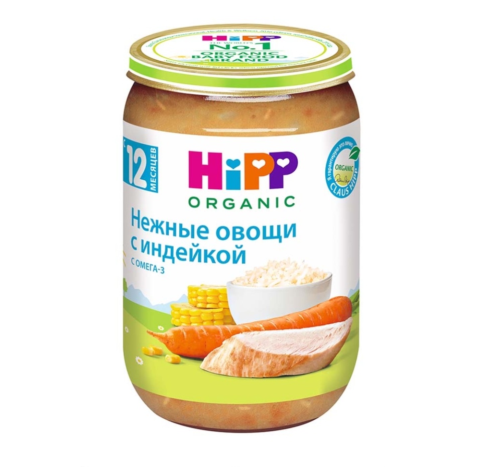 

Пюре HiPP Organic Нежные овощи с индейкой, с 12 месяцев