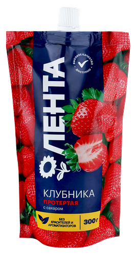 Клубника ЛЕНТА протертая с сахаром, 300г