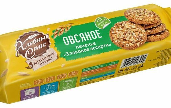 Печенье Хлебный Спас овсяная коллекция Злаковое ассорти 250 г