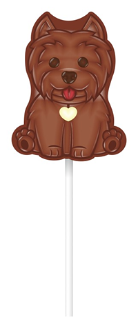 Фигурный шоколад Капля радуги Собачка молочный фигурный на палочке, порционный