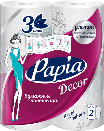 Бумажные полотенца Papia Décor 3-сл 2 шт