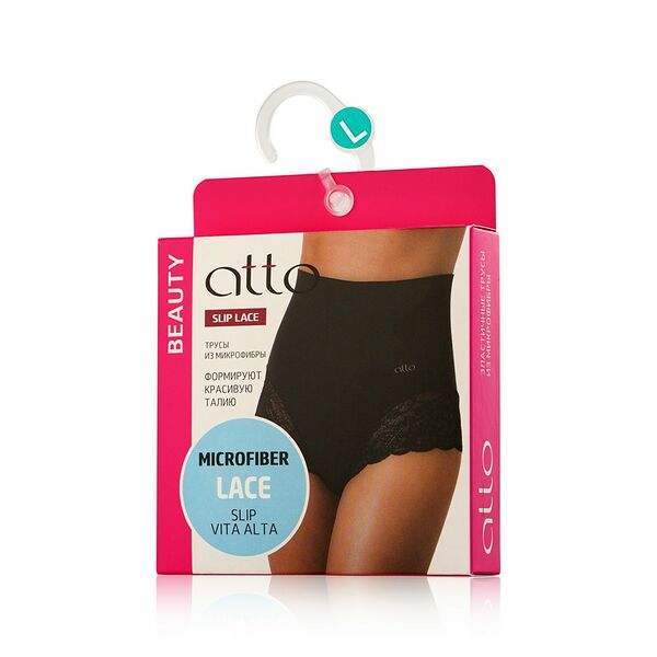 Женские трусы-слипы Atto Microfibra Lace Alto bassa черные L