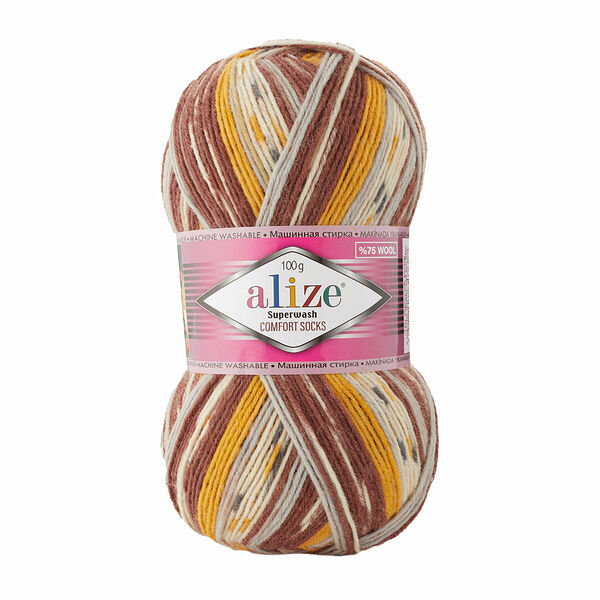Пряжа ALIZE 'Superwash Comfort Socks' 100гр. 420м. (75% SW шерсть, 25% полиамид)(7652 секционный)