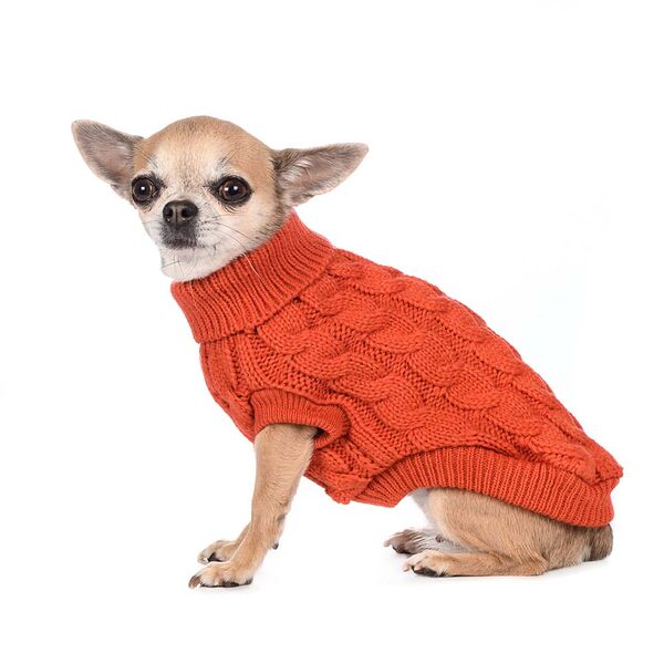 Свитер вязаный для собак 20см XS оранжевый (унисекс)