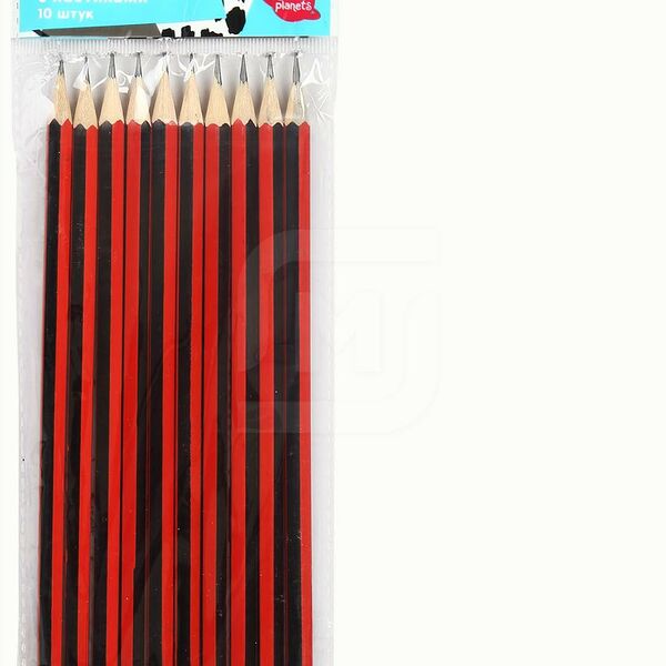 Карандаш НВ чернографитный заточенный с ластиком 10шт