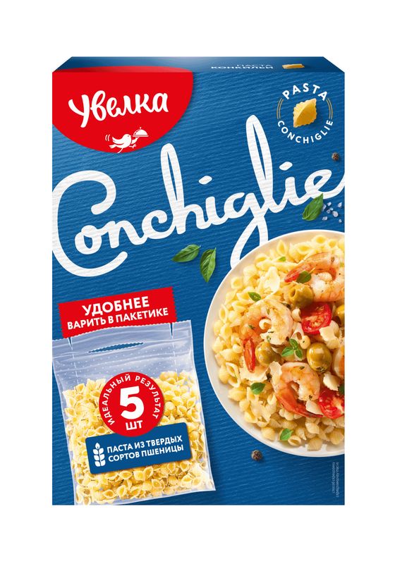 

Паста Conchiglie Увелка в пакетиках для варки 400 г