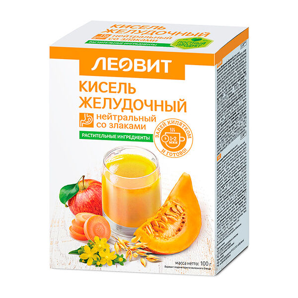 Кисель Леовит Желудочный нейтральный, 5 пакетов×20 г