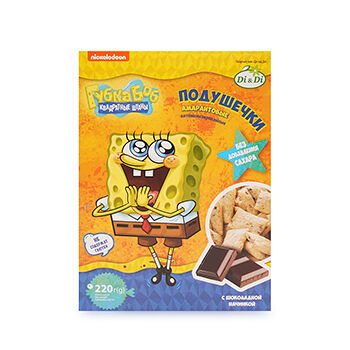 Подушечки амарантовые Губка Боб с шоколадной начинкой, витаминизированные 220 г, Россия