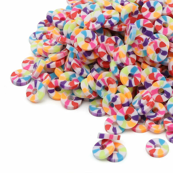 Бусины плоские из полимерной глины 6мм 20г, Astra&Craft(B18 сине-желтый пестрый микс)