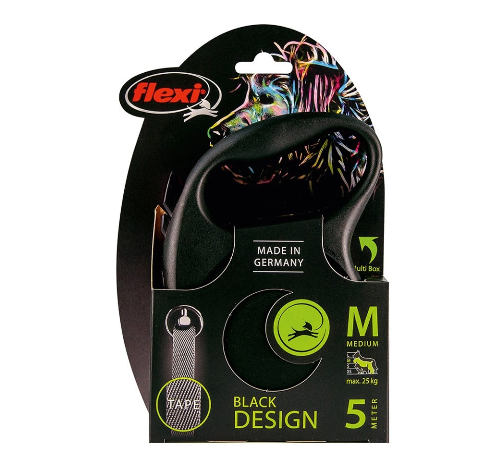 

Рулетка Flexi Black Design M, трос 5 м до 20 кг, серебро