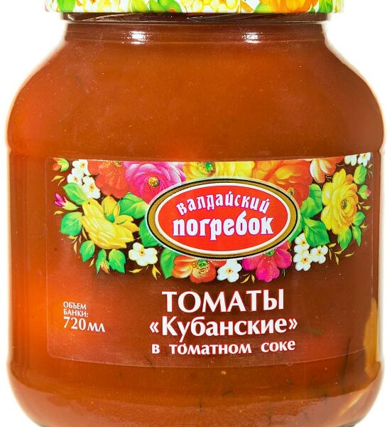 Томаты Валдайский Погребок Кубанские в томатном соке 660г