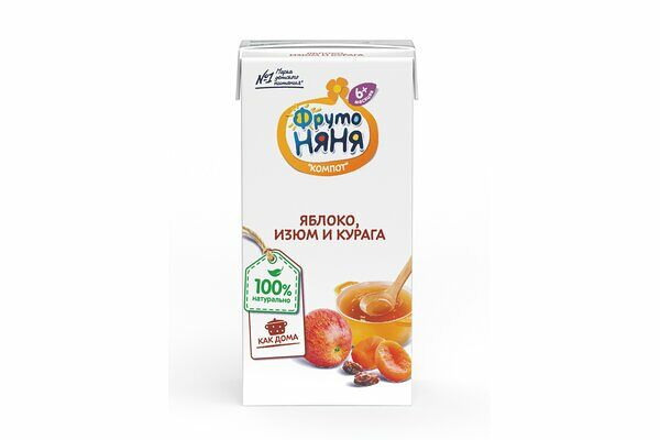 Компот ФрутоНяня с яблоком изюмом и курагой без сахара с 6 месяцев