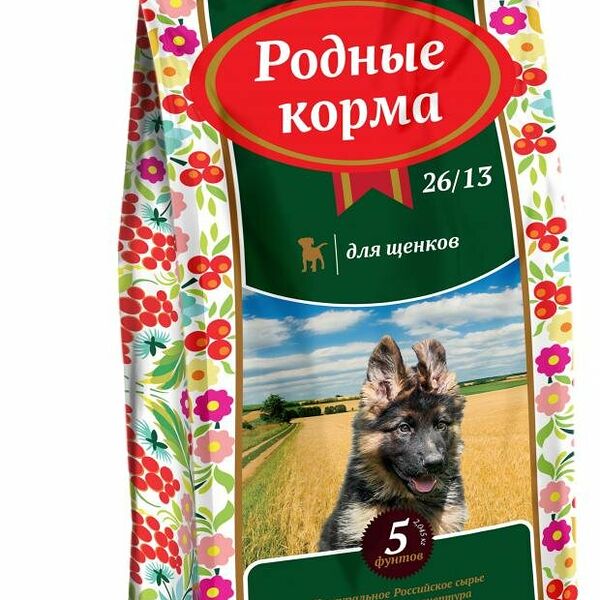Сухой корм для щенков «Родные Корма» 26/13 5 русских фунтов