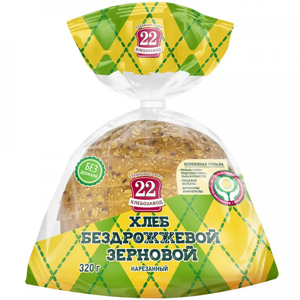 Хлеб Хлебозавод №22 бездрожжевой зерновой в нарезке