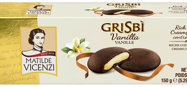 Печенье Grisbi с темным шоколадом и ванильной начинкой 150г