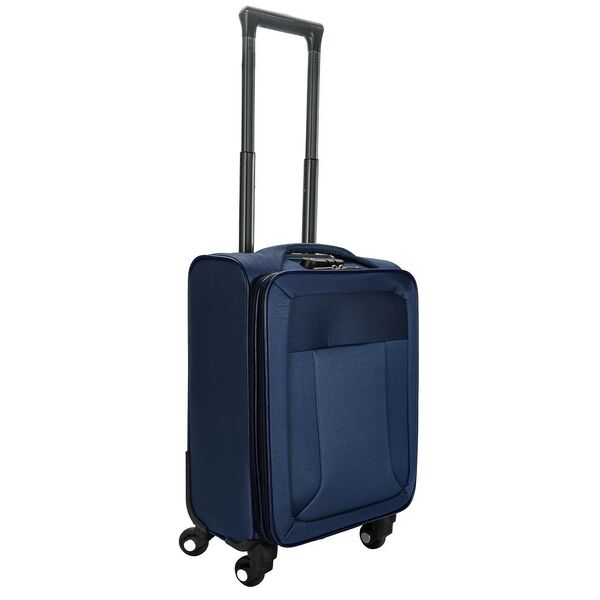 Чемодан дорожный текстиль S, 55x20x34 см, 4 колеса, синий