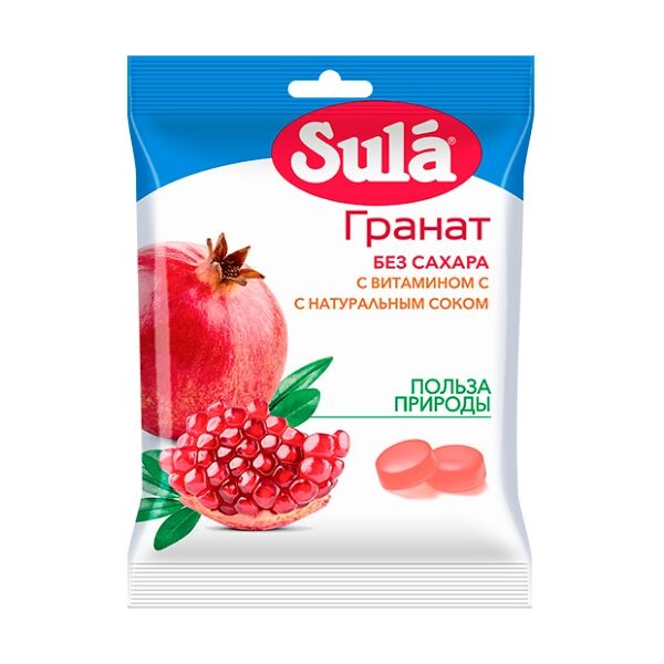 Леденцы Sula гранат без сахара 60 г