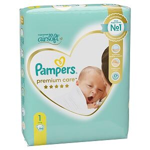 PAMPERS Подгузники Premium Care Newborn (2-5кг) Экономичная Упаковка 66шт