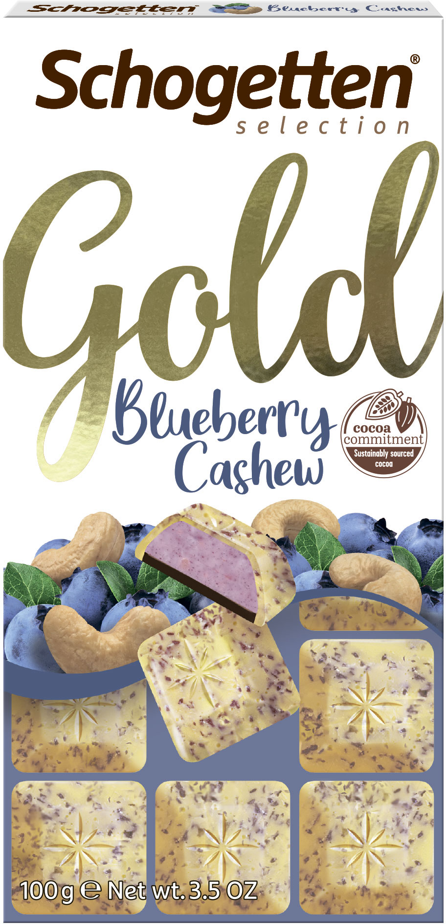 

Шоколад Schogetten Gold с черникой и кешью