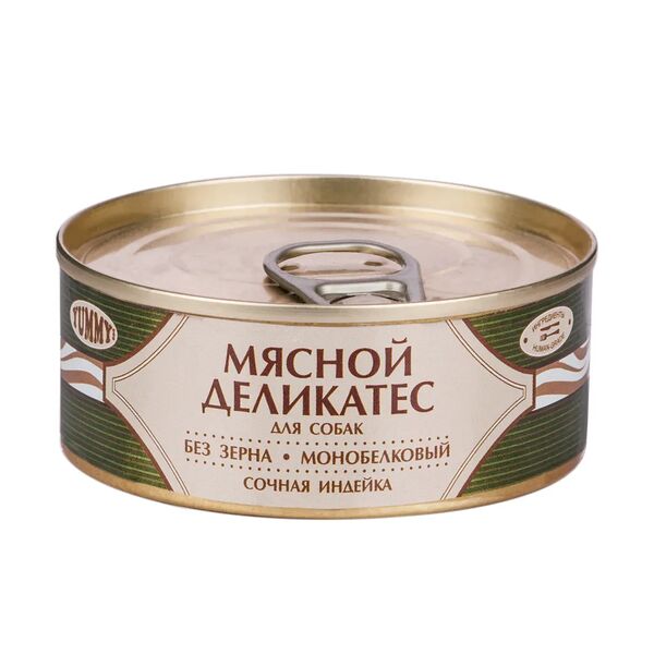 Мясной Деликатес консервы для собак, с натуральной индейкой в желе