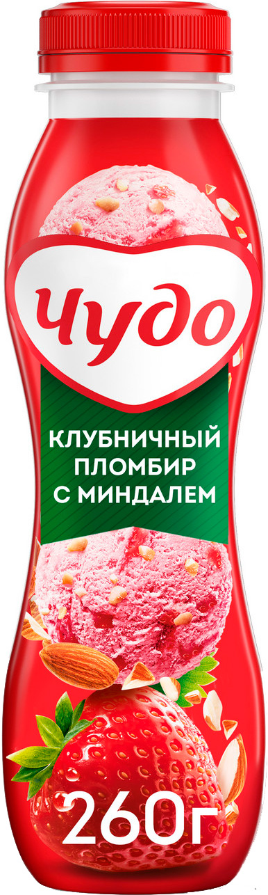 

Йогурт Чудо Фруктовый Клубничный пломбир с миндалем 2%
